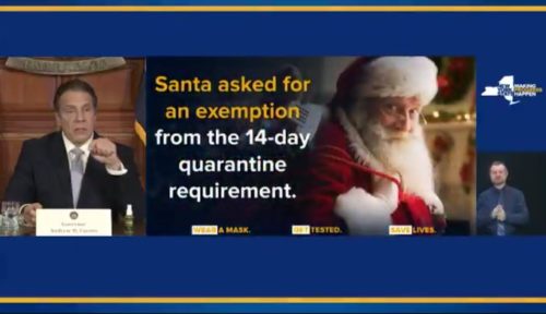 Cuomo Orders Santa to Wear COVID Mask While Delivering Christmas Presents