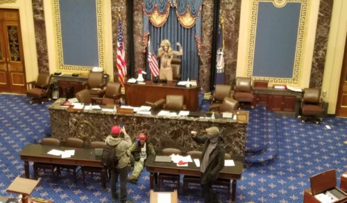 Bare-Chested Trump Supporter with Horns Takes Over Speaker’s Seat in US House
