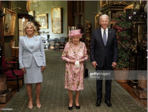 Hee-Haw Jill Biden Forgets to Buckle Her Belt to Meet the Queen – Then Goes Bare-Legged in Second Visit with Her Majesty While Joe Wears Shades